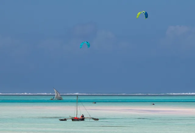 Kiting in Zanzibar reef, lagoons and dhows in the Indian Ocean Zanzibar ProKite